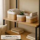 Kit 3 Cestos Organizadores Bambu Tecido Lavável Multiuso