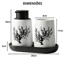 Kit Banheiro Lavabo Conjunto Saboneteira Dispenser Porta Treco Porcelana 3 Peças