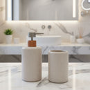 Kit Banheiro 2 Peças Lavabo Conjunto Saboneteira Dispenser e Porta Escovas Porcelana