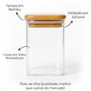 Kit 12 Pote Porta Tempero Hermético 200ml + Organizador em Bambu de BRINDE