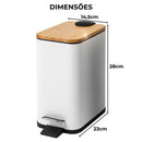 Lixeira 5L Retangular Inox com Bambu