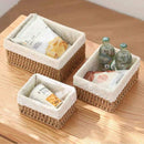 Kit 3 Cestos Organizadores de Vime com Forro em Renda – Elegância e Funcionalidade