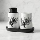 Kit Banheiro Lavabo Conjunto Saboneteira Dispenser Porta Treco Porcelana 3 Peças