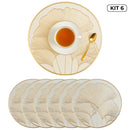 Jogo Americano Sousplat 38cm Redondo em PVC Dourado Mesa Posta Impermeável