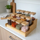 Kit 12 Pote Porta Tempero Hermético 200ml + Organizador em Bambu de BRINDE