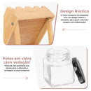 Porta Temperos em Bambu com 12 Potes Herméticos – Organização e Praticidade