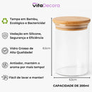 Kit 12un Porta Temperos Vidro Bambu Hermético Premium 200ml - VitaBela