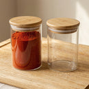 Kit 12 Pote Porta Tempero Hermético 300ml + Base Escada em Bambu