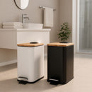 Lixeira 5L Retangular Inox com Bambu