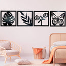 Kit 4 Quadros Decorativos Vazados Preto MDF 3mm c/ Dupla Face