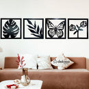 Kit 4 Quadros Decorativos Vazados Preto MDF 3mm c/ Dupla Face