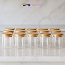 Kit 12un Porta Temperos Vidro Bambu Hermético Premium 200ml - VitaBela