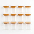 Kit 12 Porta Temperos Vidro & Bambu Premium Hermético 200ml [FRETE GRÁTIS]