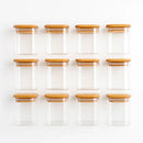 Kit 12 Porta Temperos Vidro & Bambu Premium Hermético 200ml [FRETE GRÁTIS]