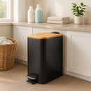 Lixeira 5L Retangular Inox com Bambu