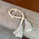 Colar de Mesa Decorativo em Madeira Bege Home